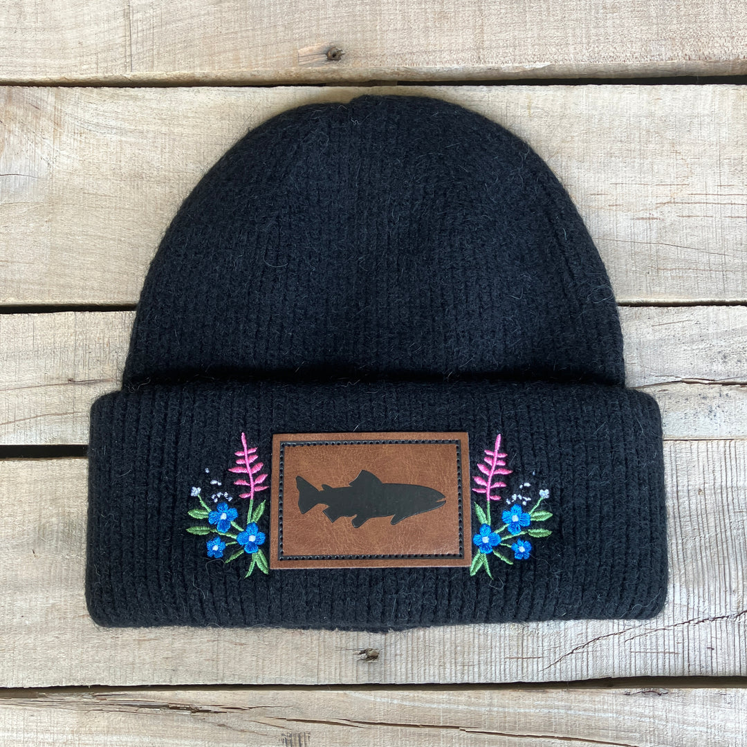 Embroidered Fuzzy Beanie