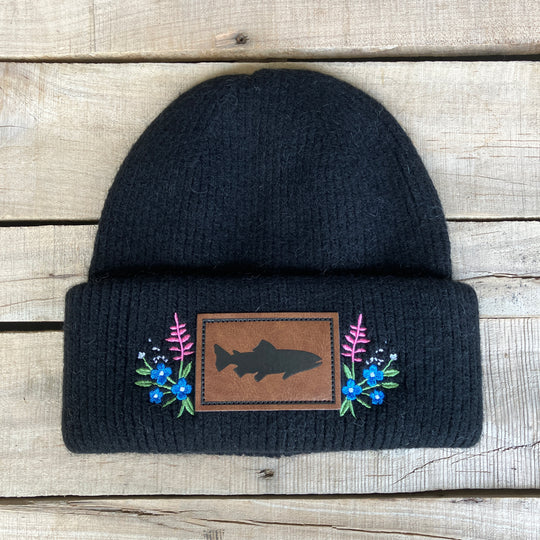 Embroidered Fuzzy Beanie
