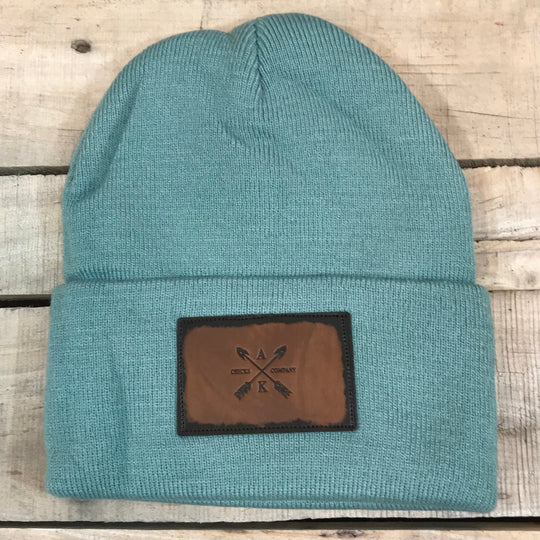 Leather Cross Arrow Patch Beanie