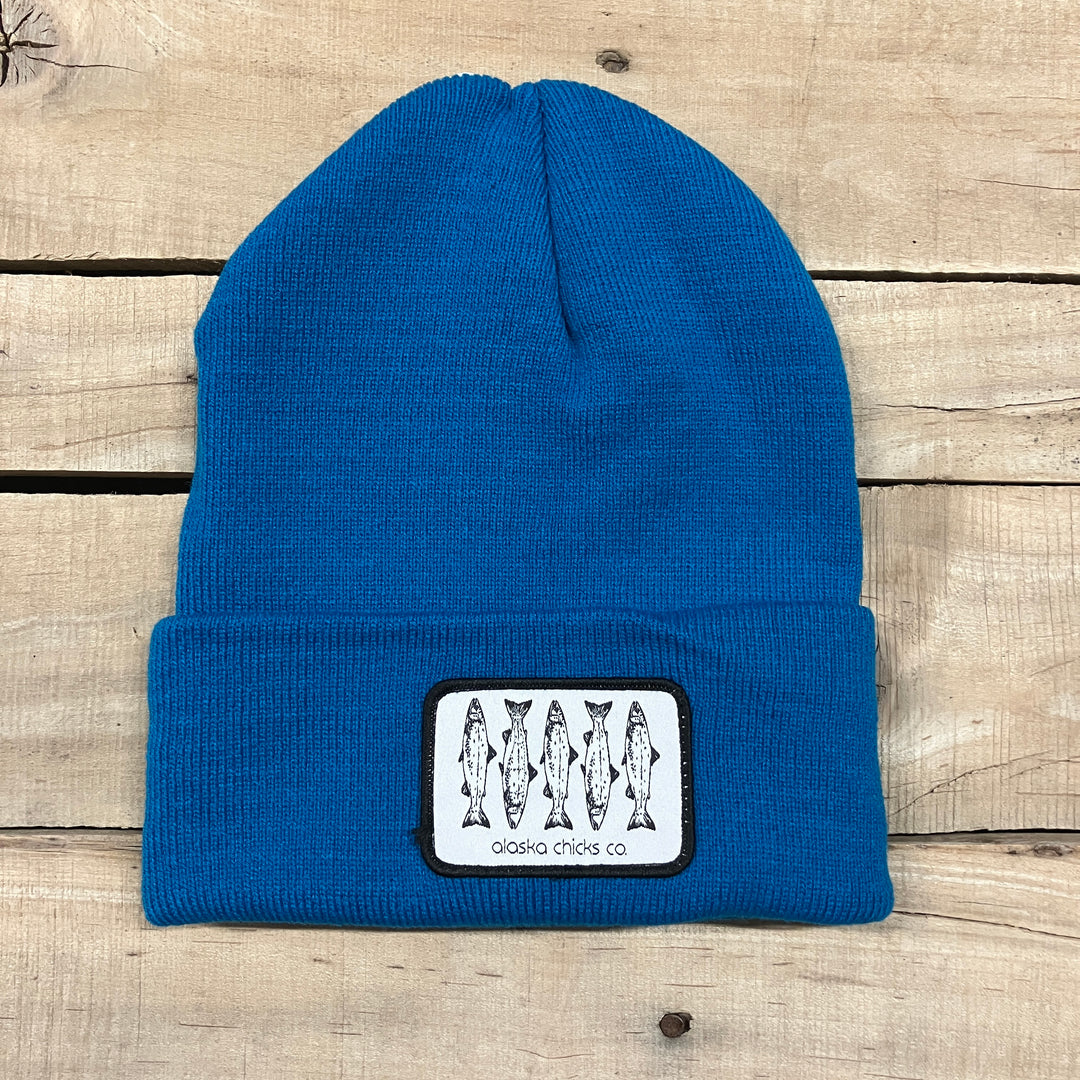 Salmon Sketch Beanie - Black Fish With White Patch