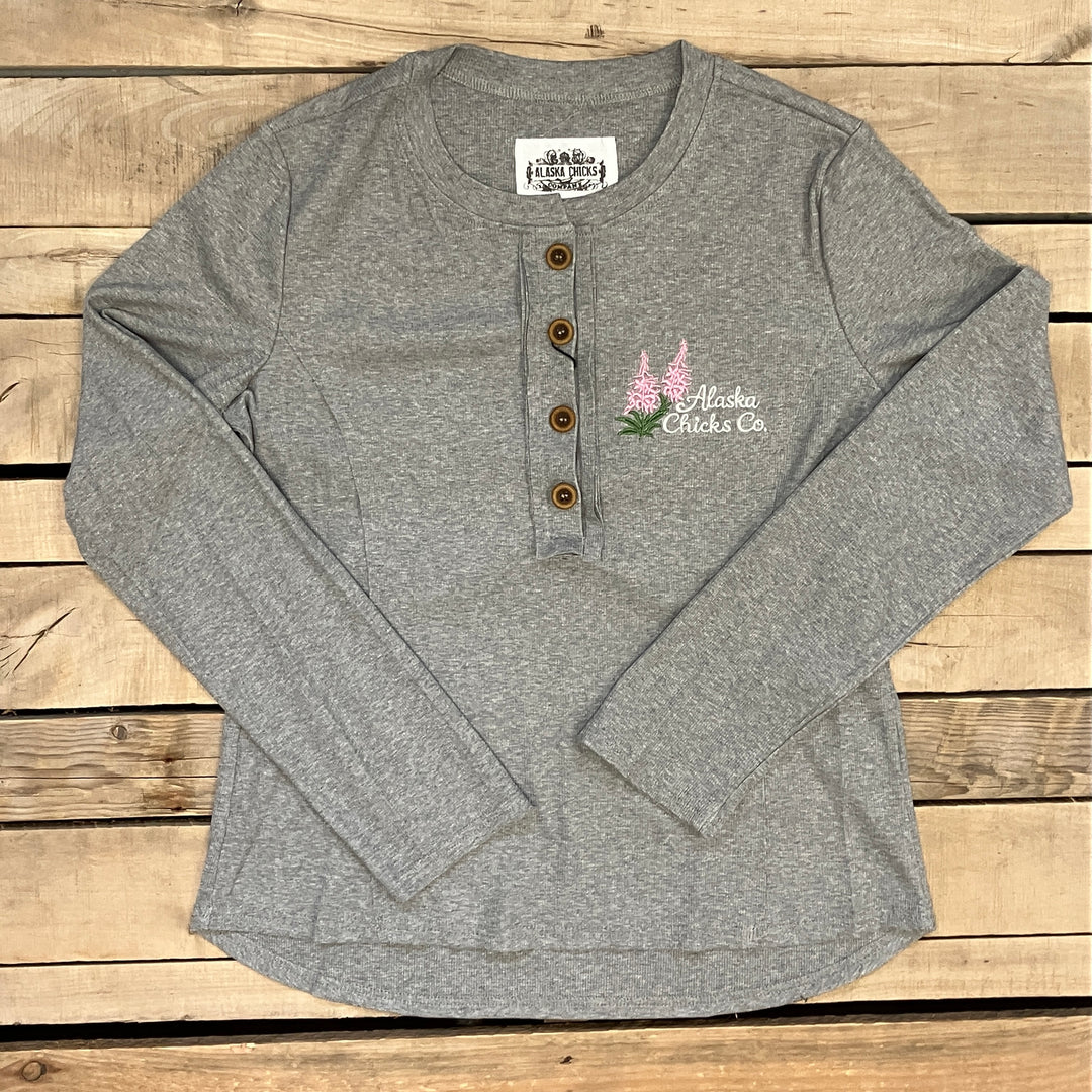 Embroidered Long-Sleeve Henley