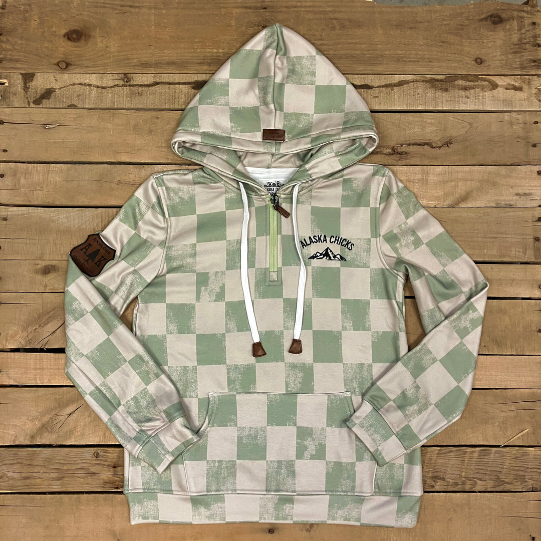 Checkered Quarter Zip Hoodie