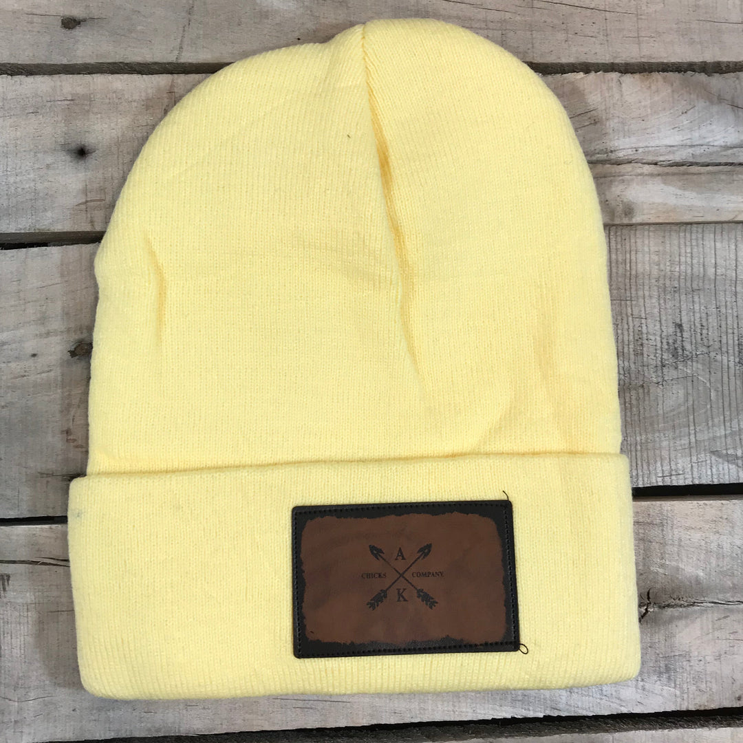 Leather Cross Arrow Patch Beanie