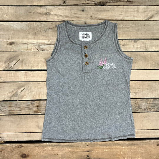 Embroidered Henley Tank