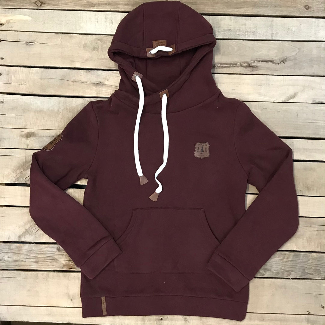 Lazy Mountain Leather Patch Hoodie – Alaska Chicks Co Lazy Mountain Leather Patch Hoodie – Alaska Chicks Co