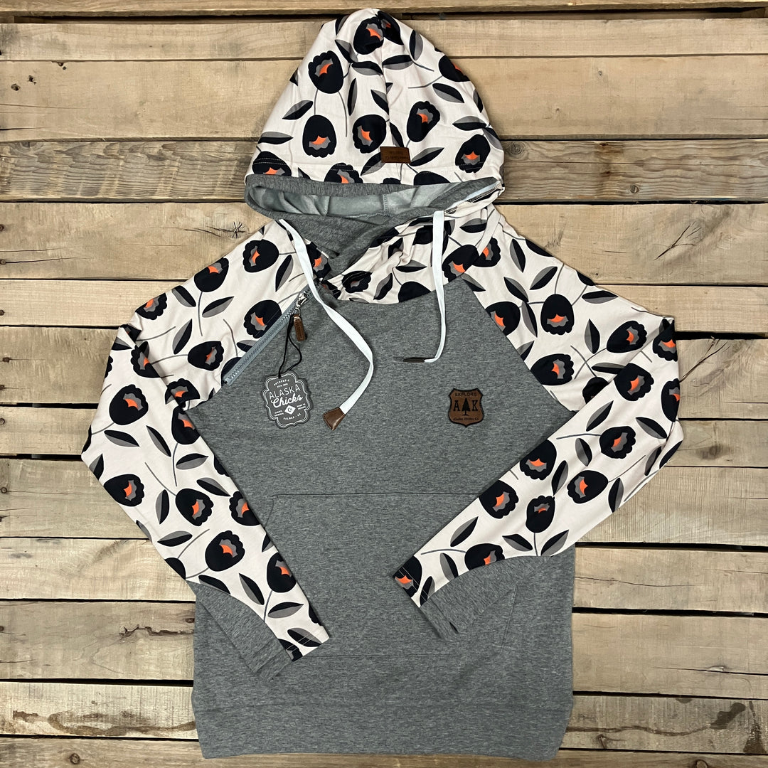 Black Tulip Sleeve Hoodie