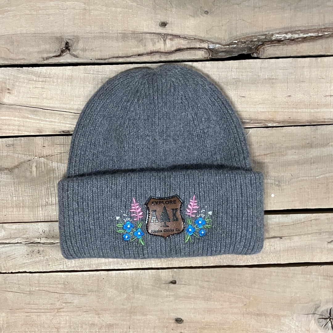 Embroidered Fuzzy Beanie - Shield Patch