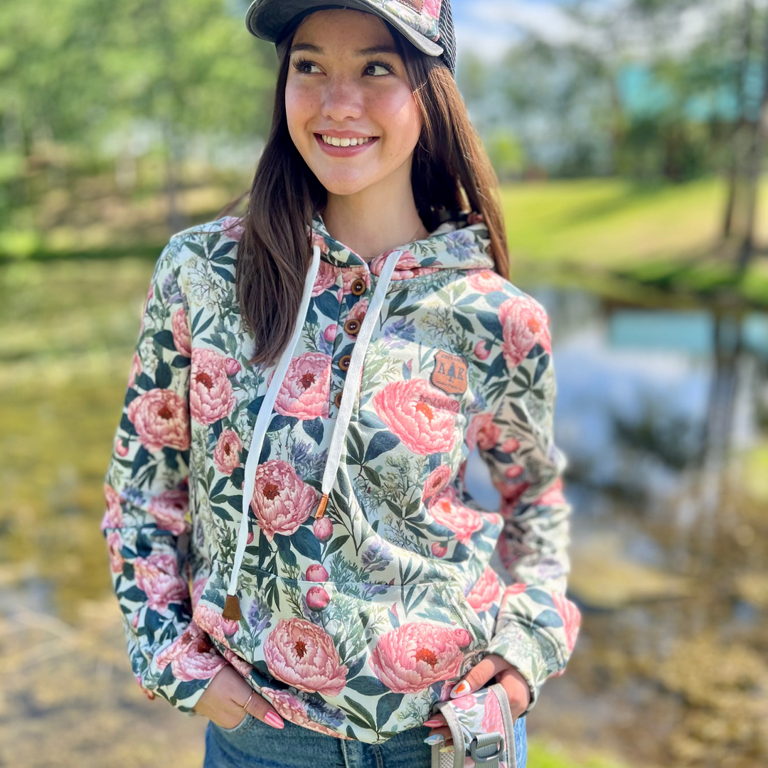 Solid Vintage Peony Hoodie