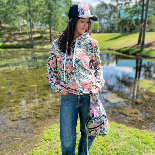Solid Vintage Peony Hoodie