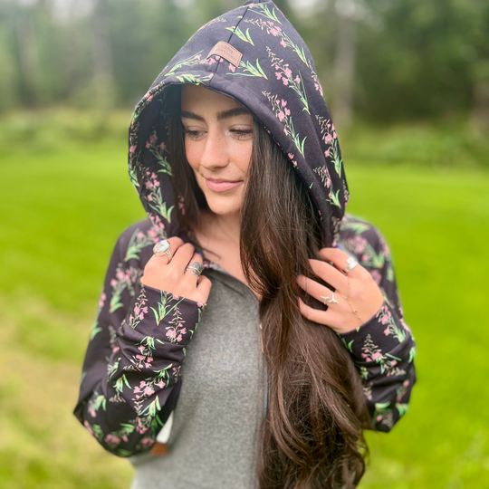 Printed Sleeve Zip-Up Hoodie