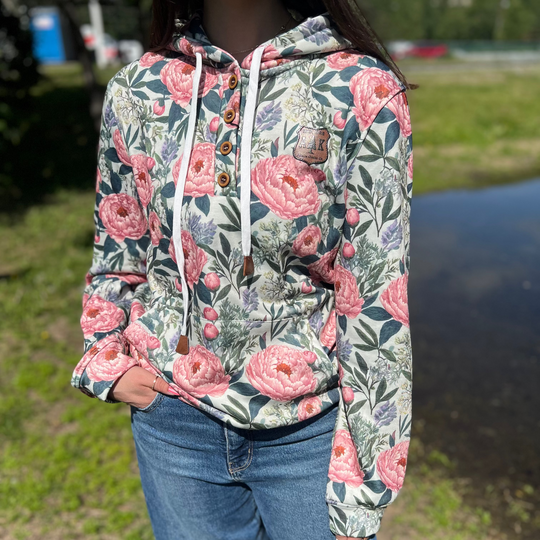 Solid Vintage Peony Hoodie