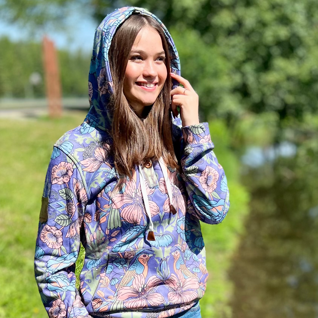 Solid Blooming Bird Hoodie