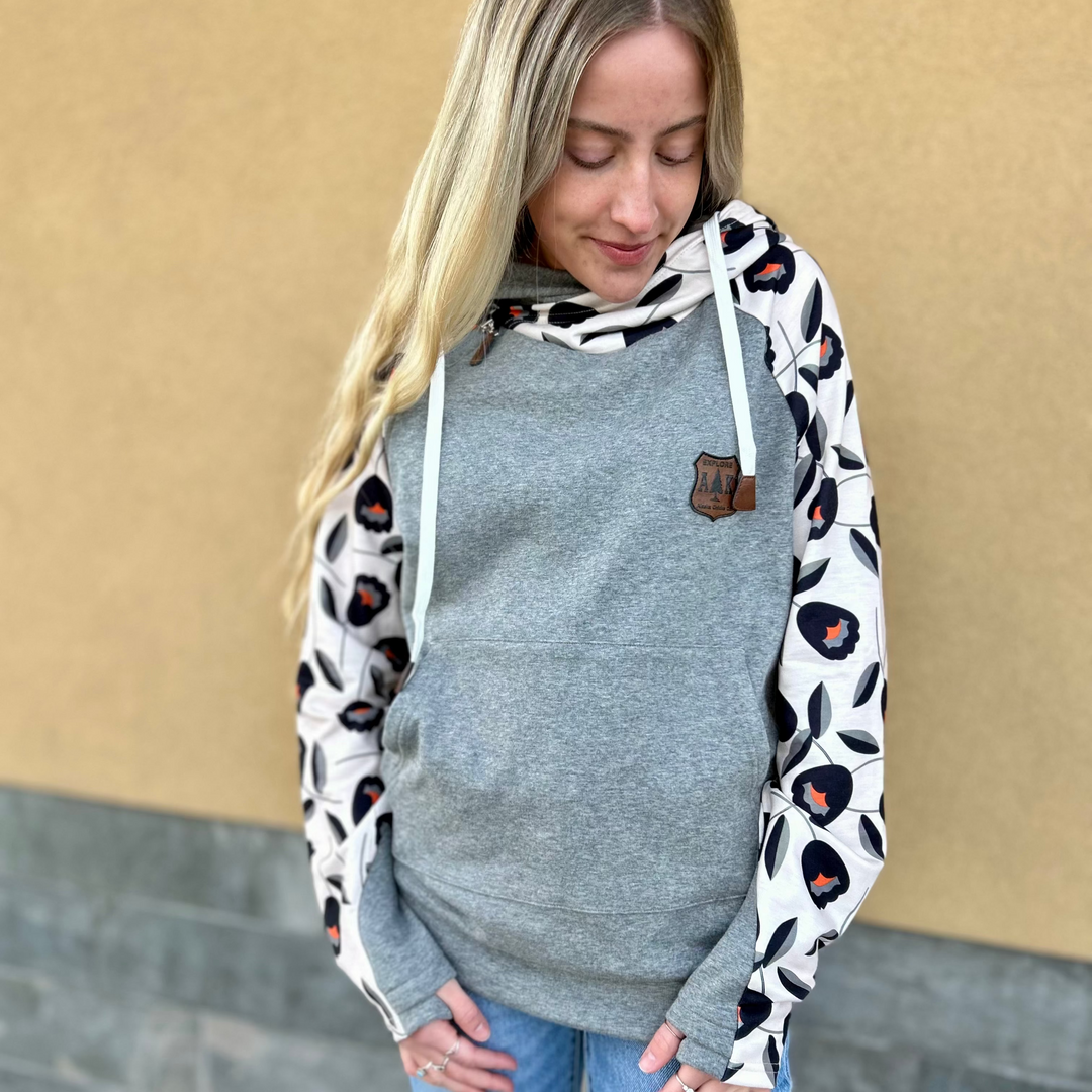 Black Tulip Sleeve Hoodie