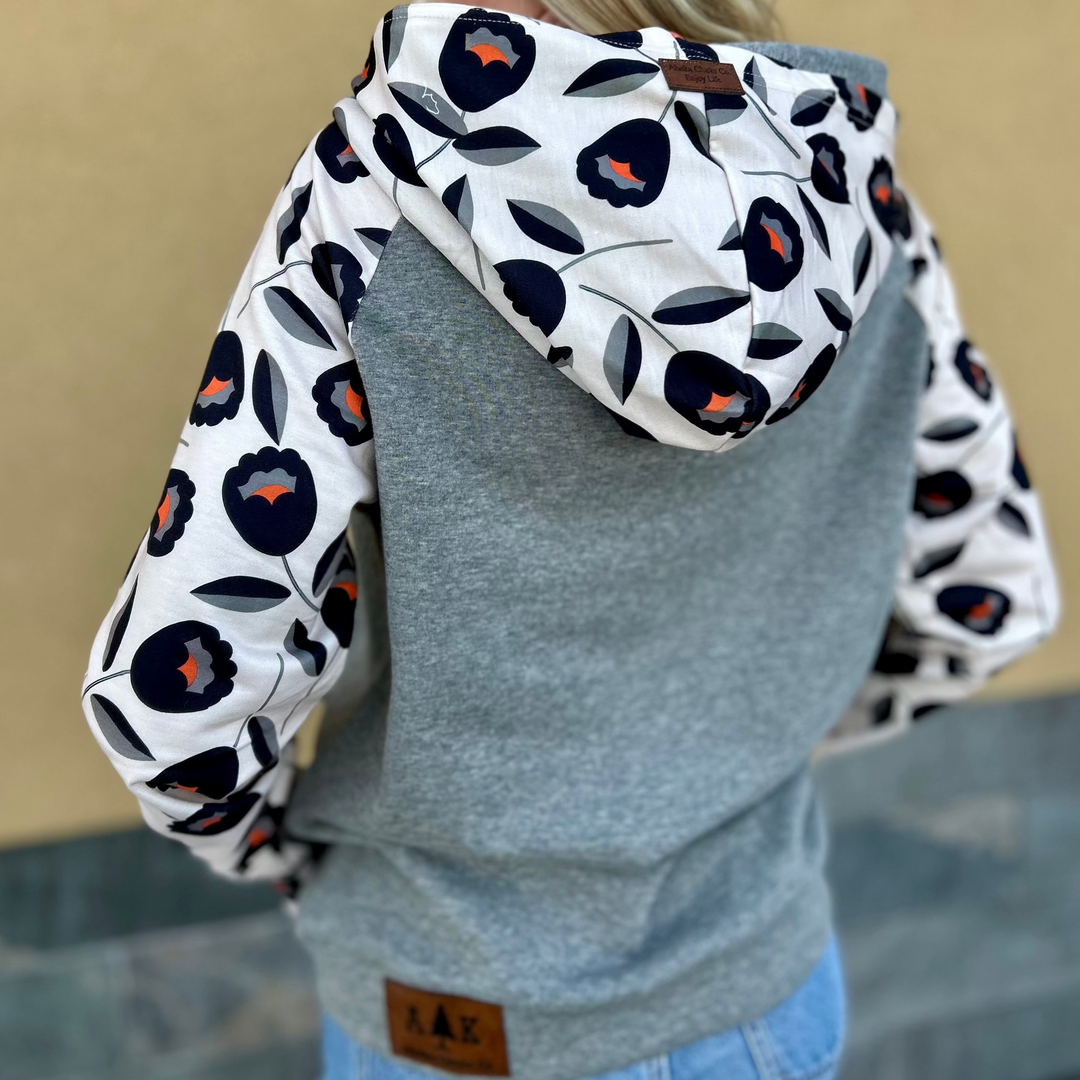 Black Tulip Sleeve Hoodie