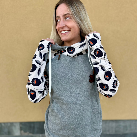 Black Tulip Sleeve Hoodie