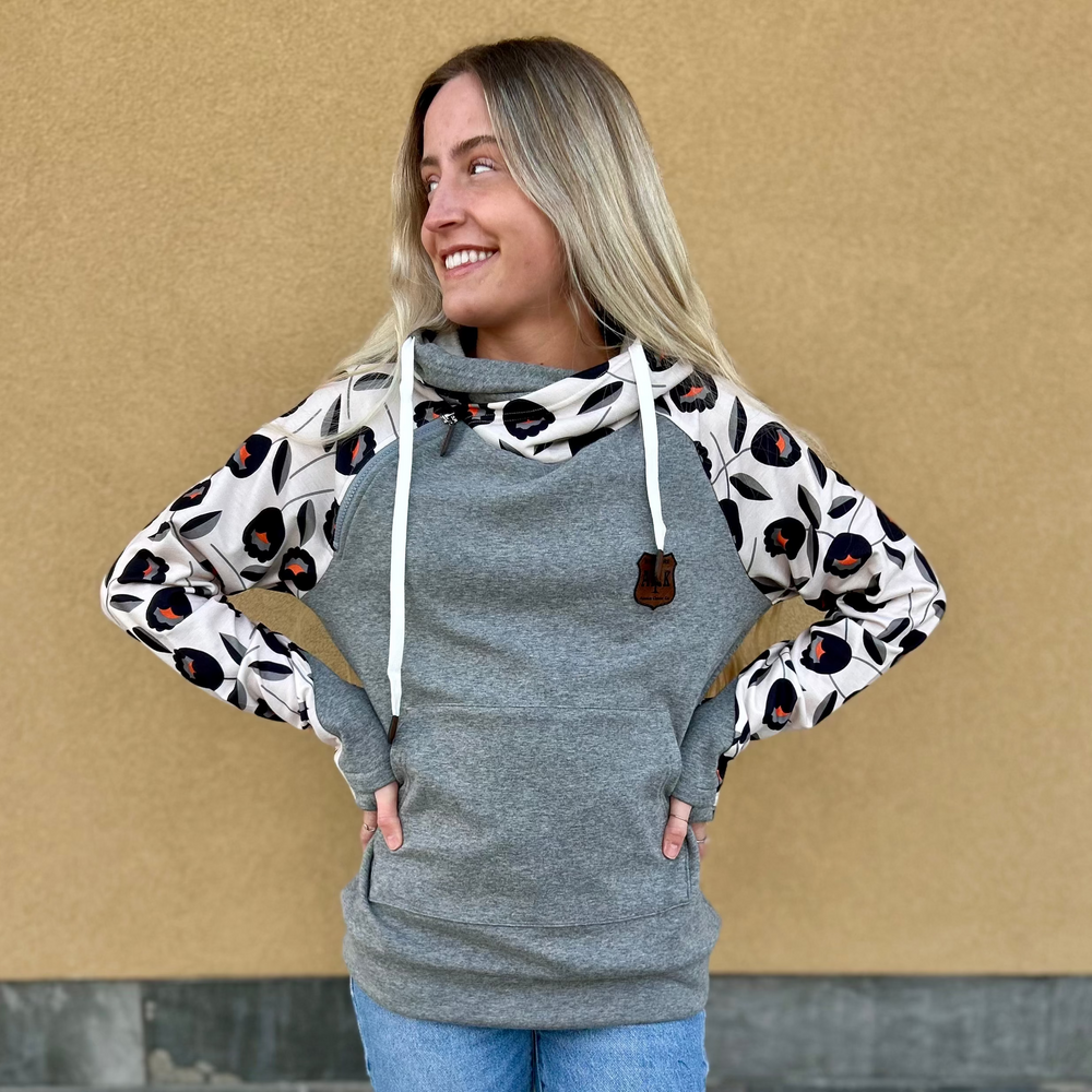 Black Tulip Sleeve Hoodie