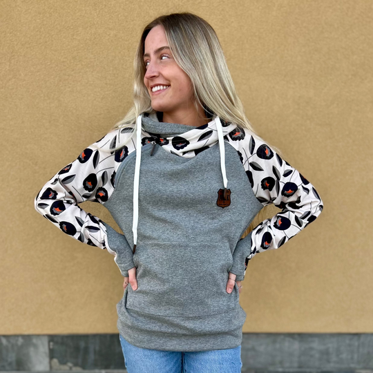 Black Tulip Sleeve Hoodie