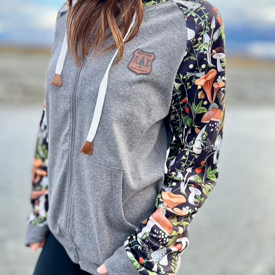 Printed Sleeve Zip-Up Hoodie