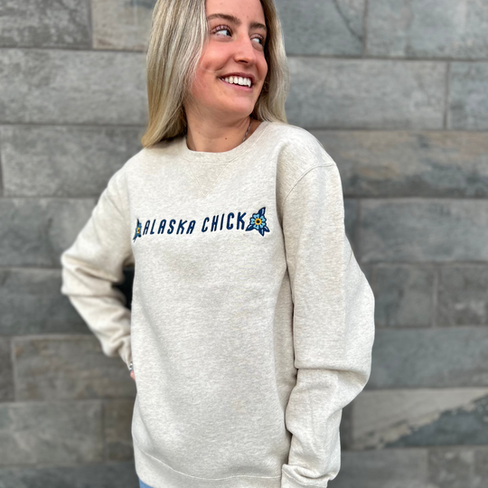 Embroidered Alaska Chick Crewneck