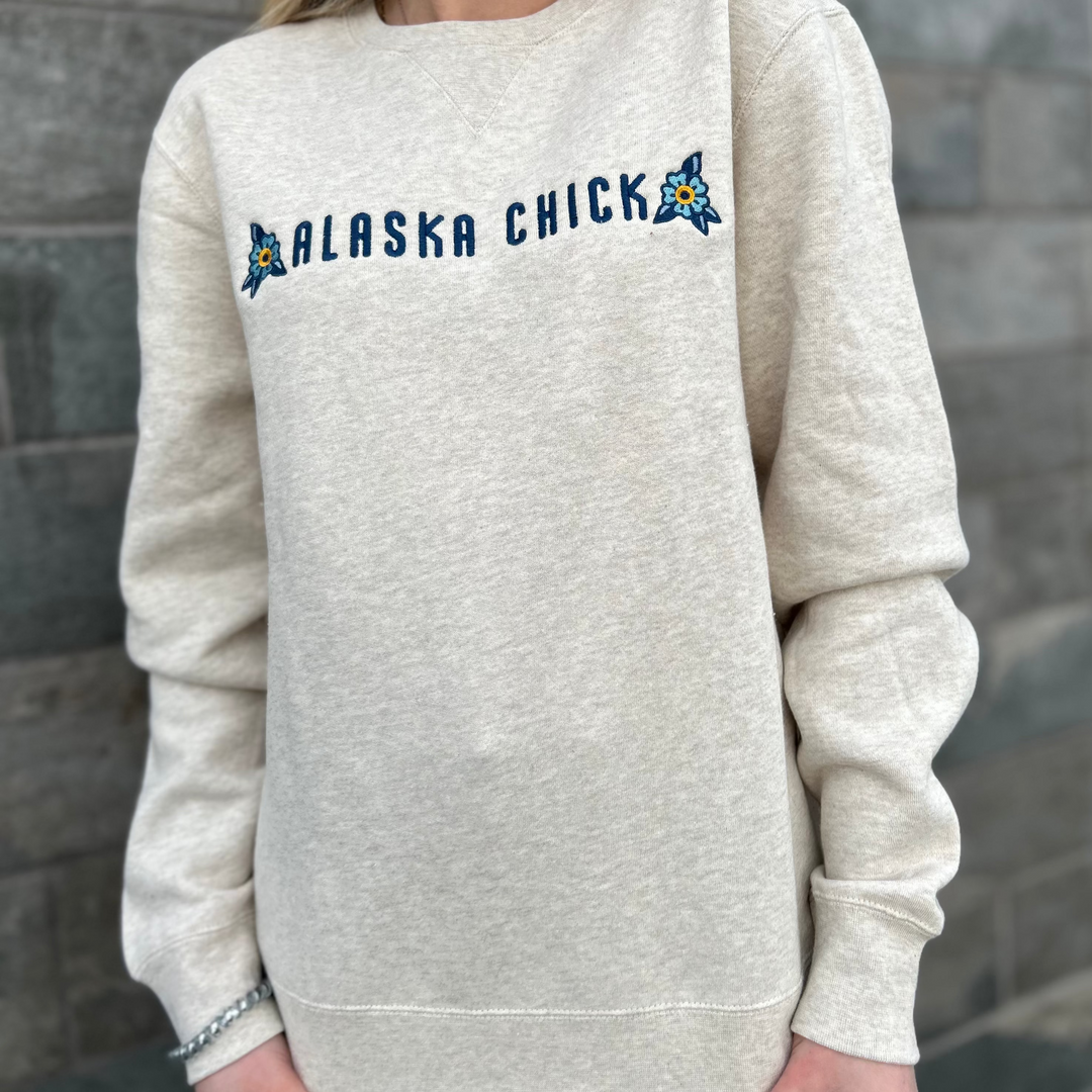 Embroidered Alaska Chick Crewneck