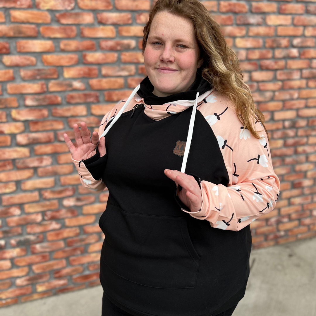 Peach Flower Sleeve Hoodie
