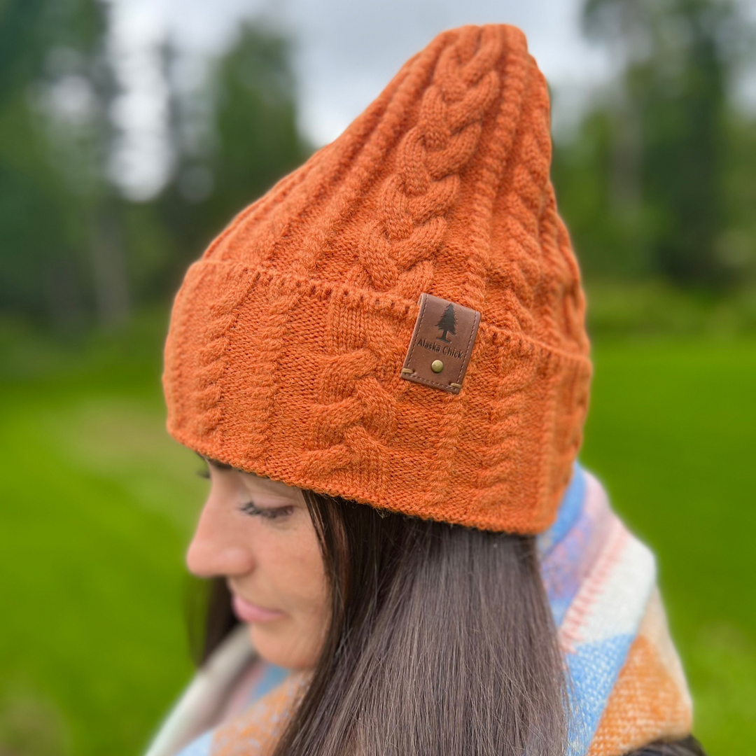 Single Tree Cable Knit Beanie – Alaska Chicks Co Single Tree Cable Knit Beanie – Alaska Chicks Co