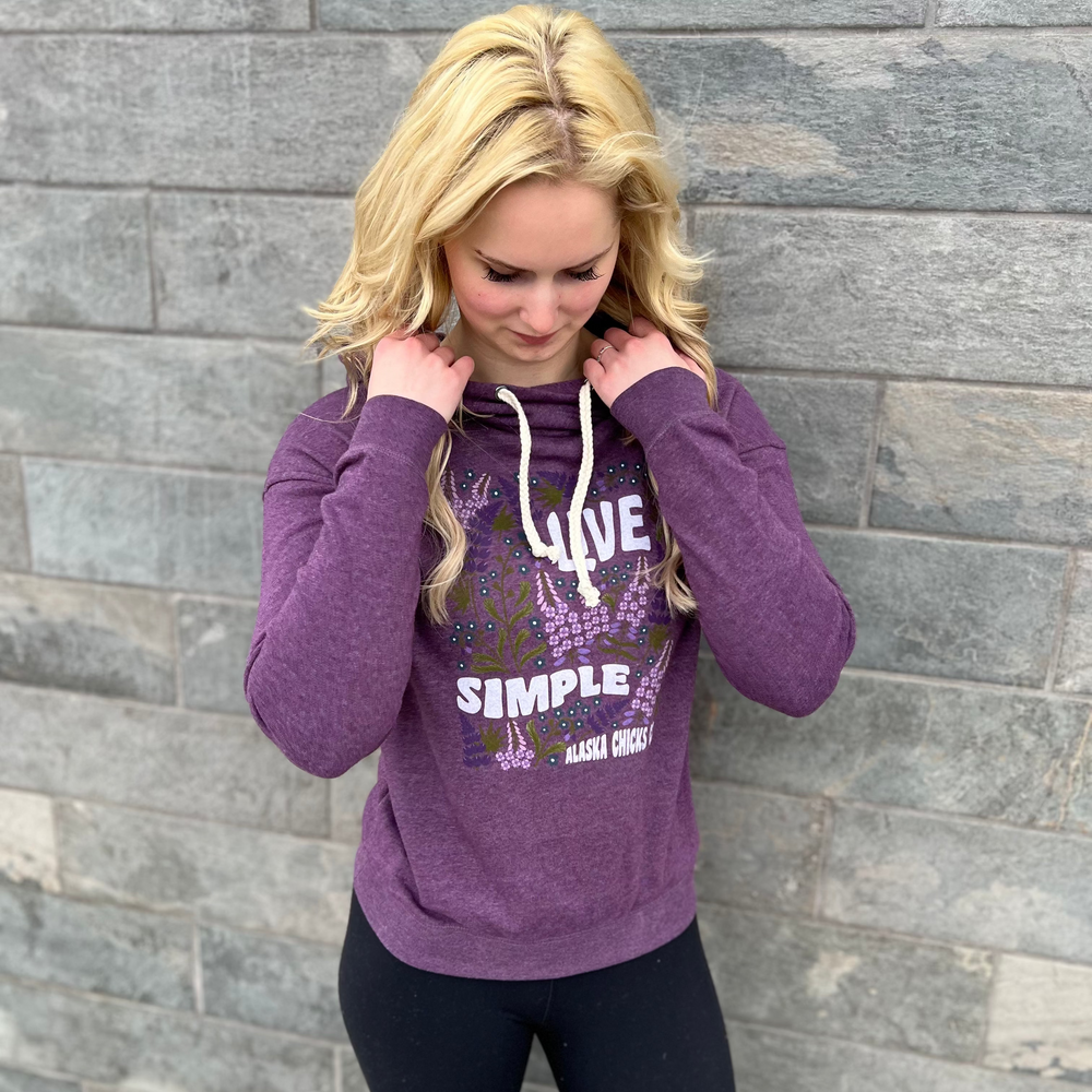 Live Simple Wildflower Cross Neck Hoodie