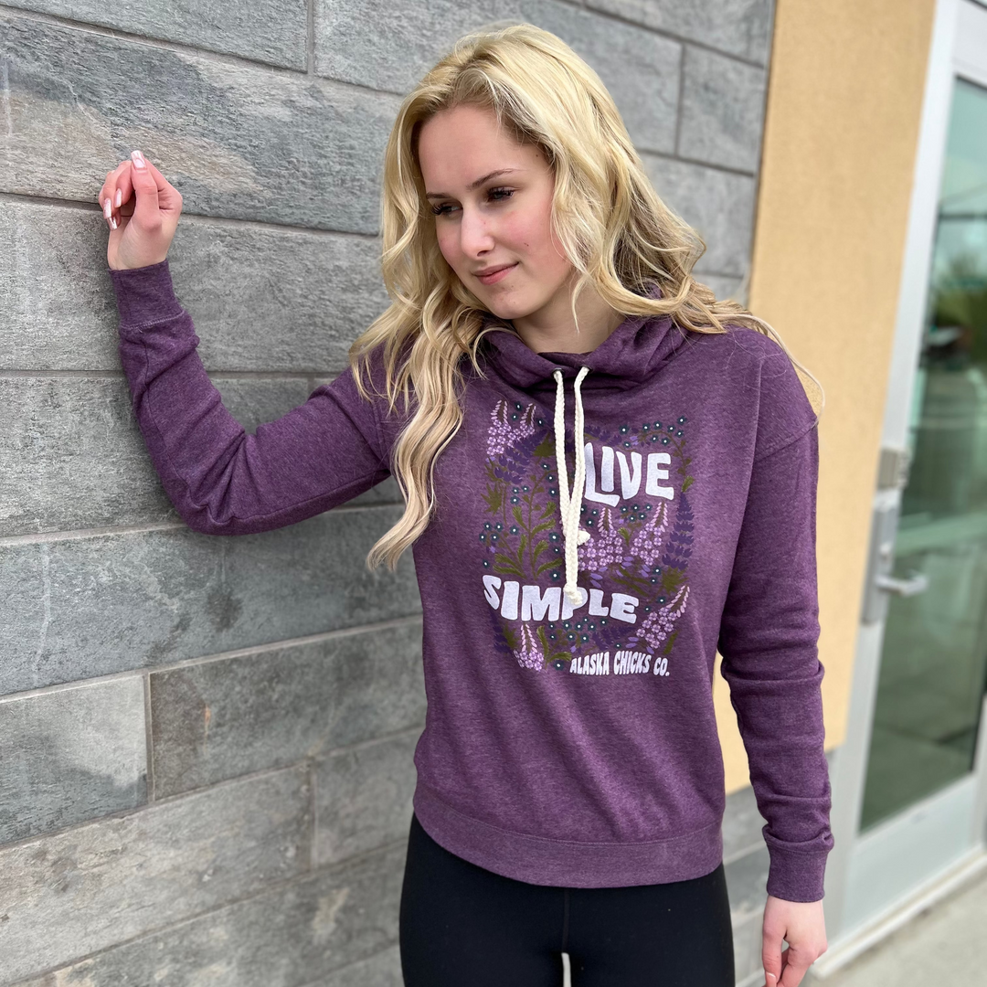 Live Simple Wildflower Cross Neck Hoodie
