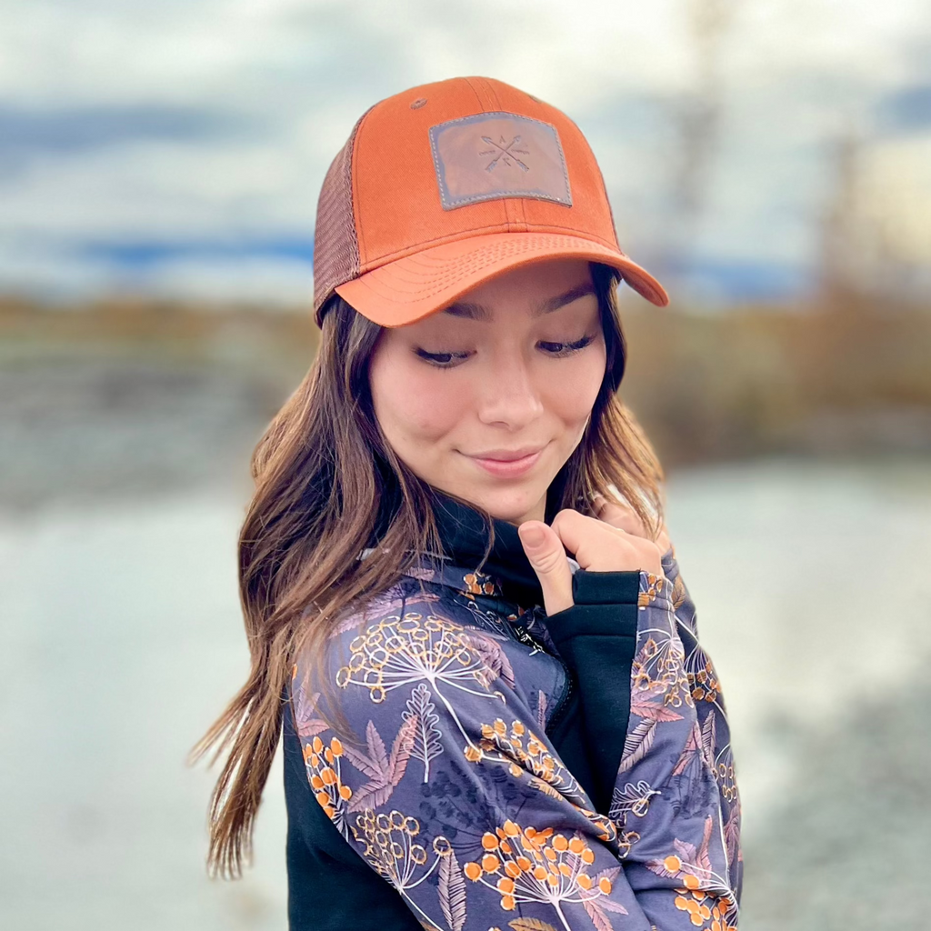 Crossed Arrow Leather Patch - Trucker Hat – Alaska Chicks Co