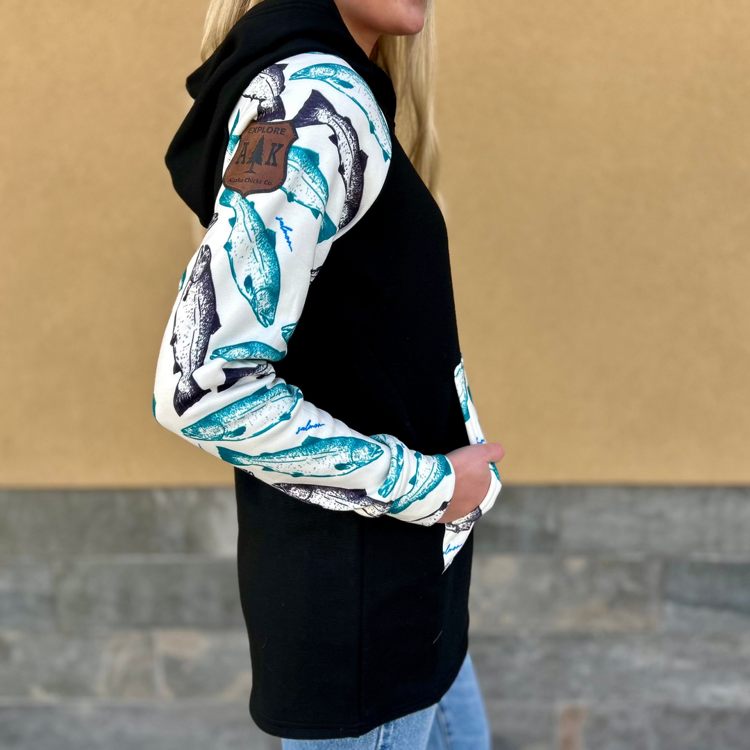 Printed Sleeve Tunic Hoodie