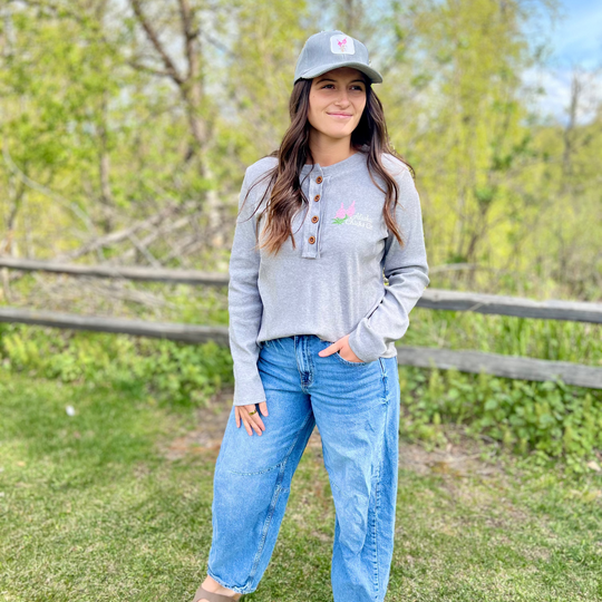 Embroidered Long-Sleeve Henley