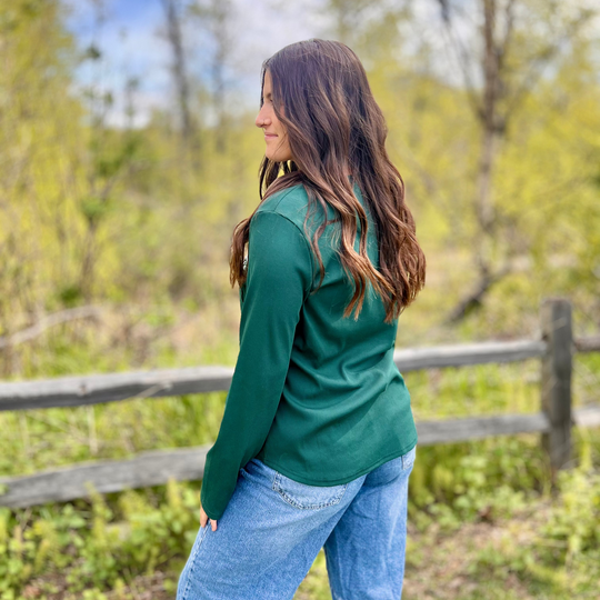 Embroidered Long-Sleeve Henley