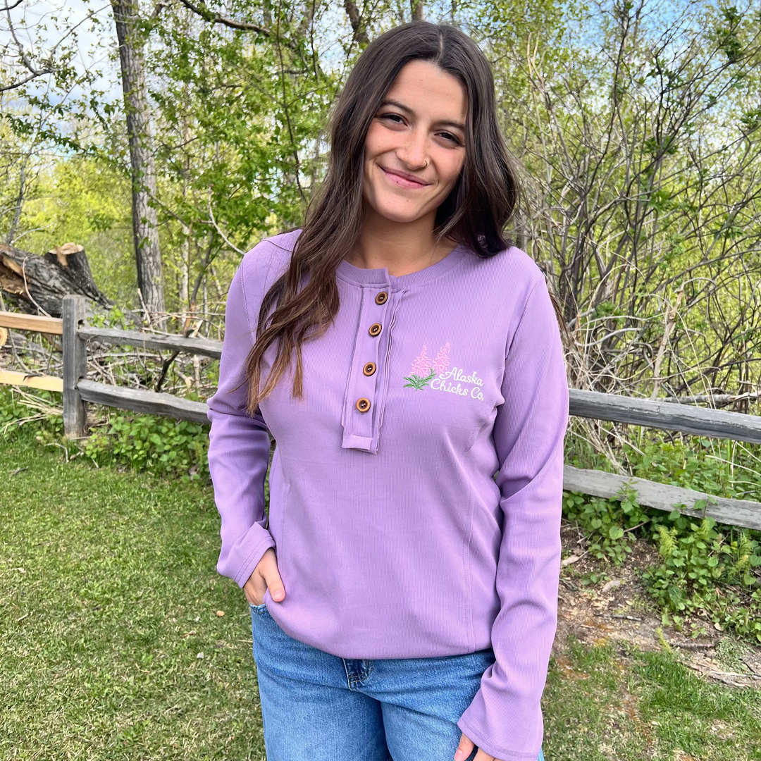 Embroidered Long-Sleeve Henley
