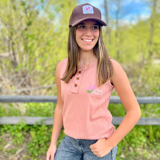 Embroidered Henley Tank