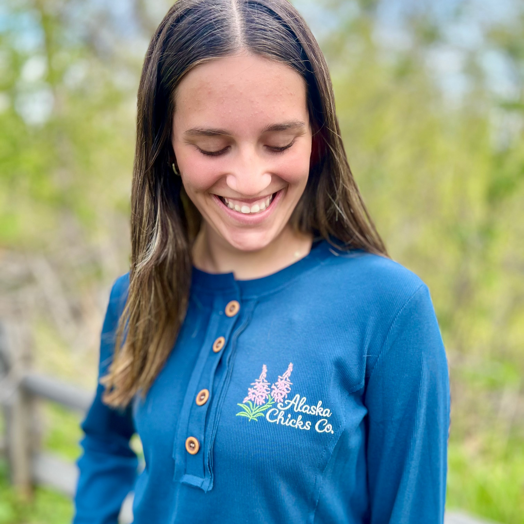 Embroidered Long-Sleeve Henley