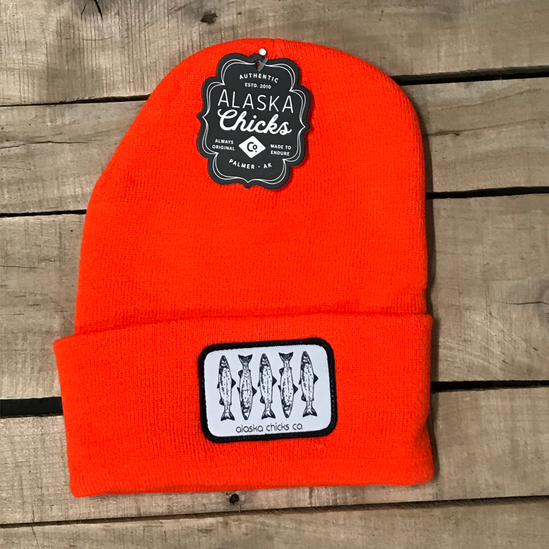 Salmon Sketch Beanie - Black Fish With White Patch