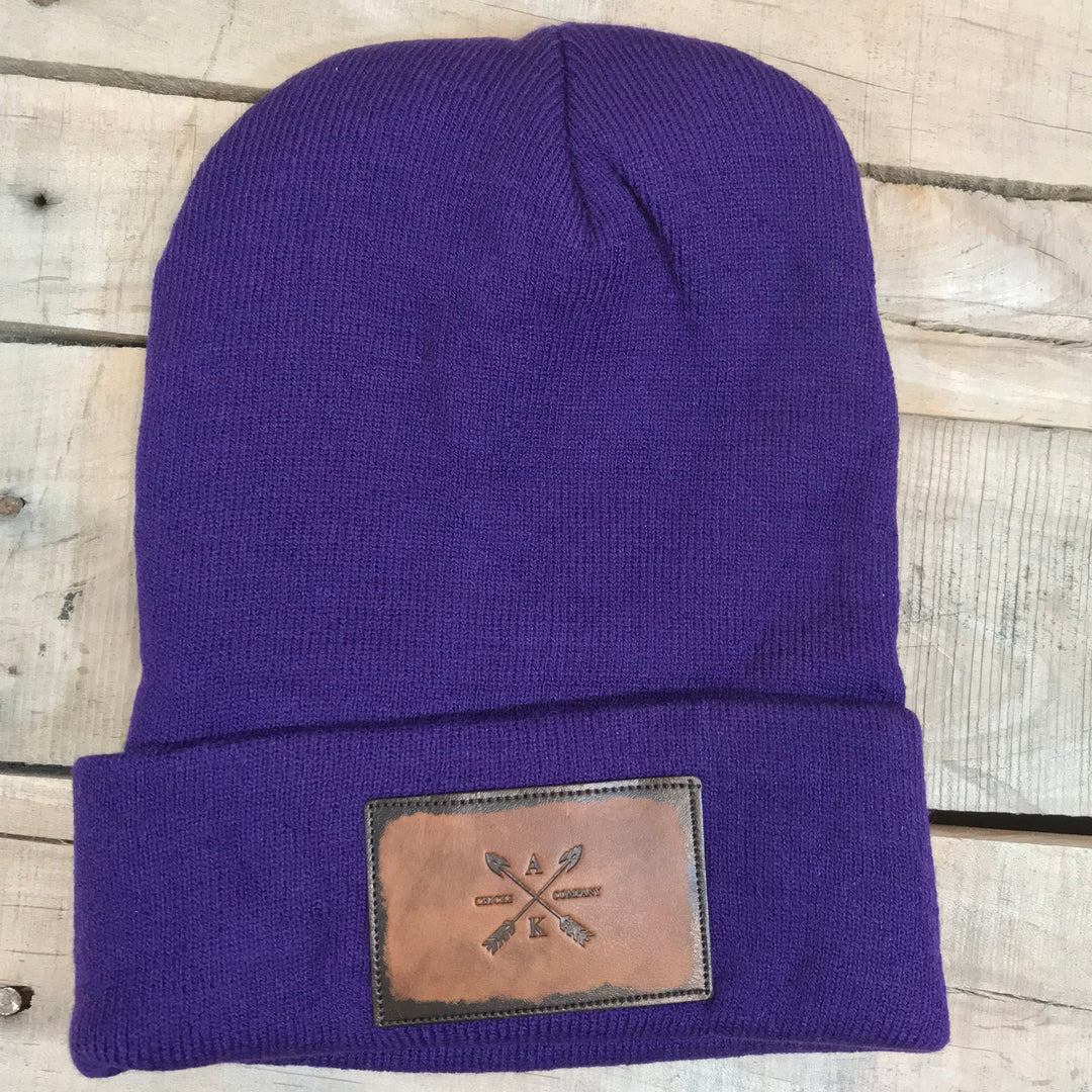 Leather Cross Arrow Patch Beanie