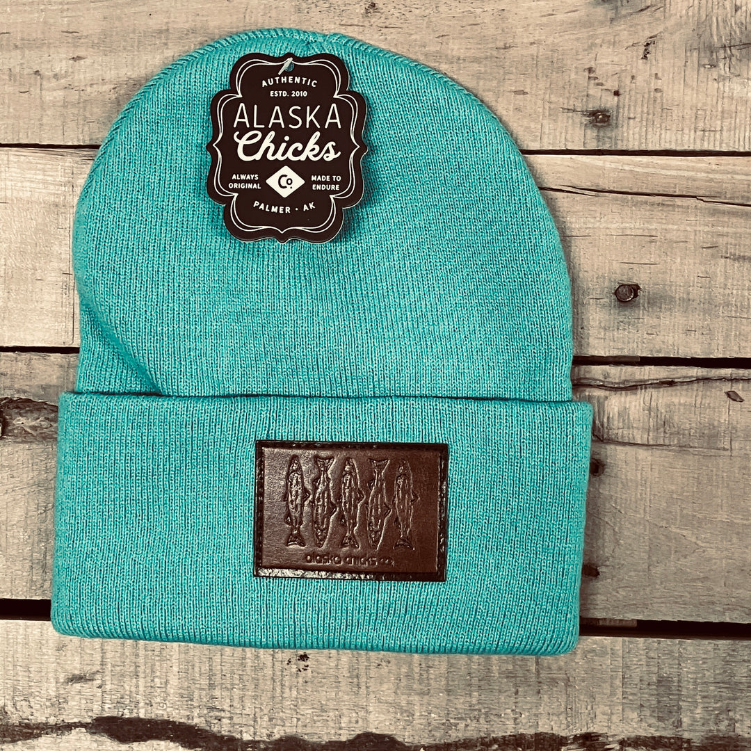 Salmon Sketch Beanie - Leather Patch