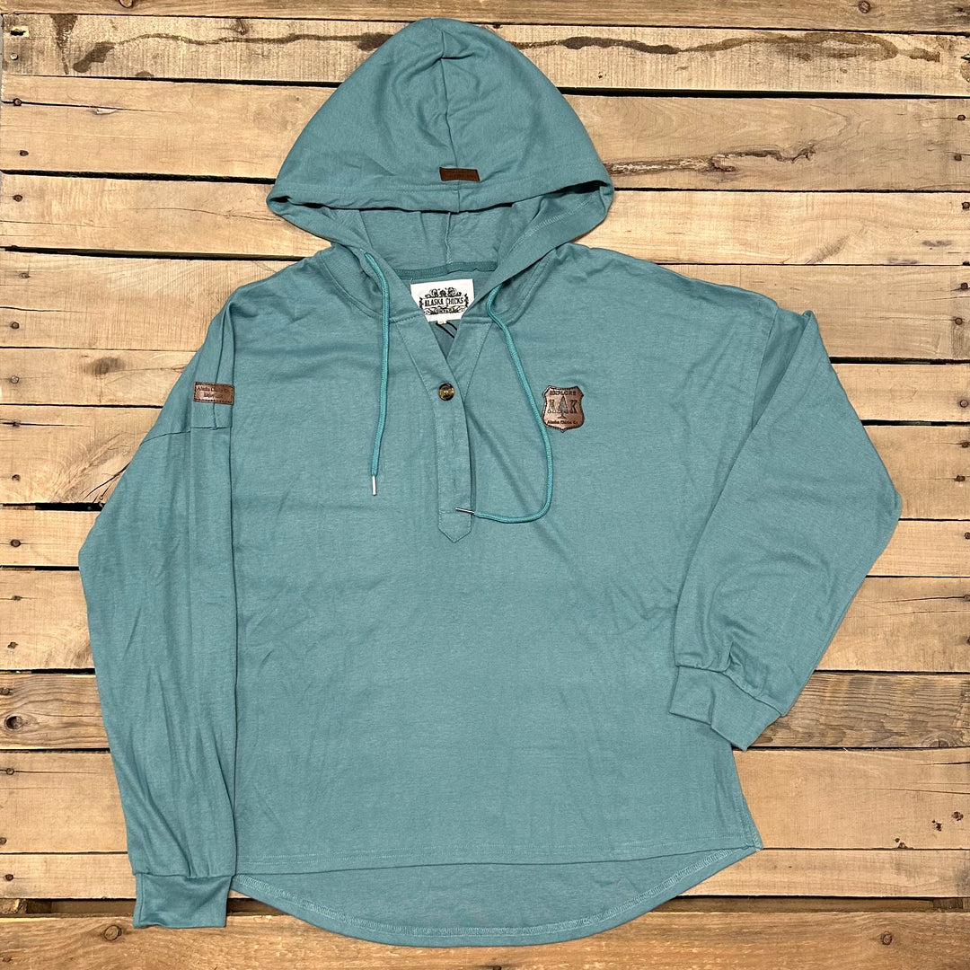 Drop-Shoulder T-Shirt Hoodie With Buttons