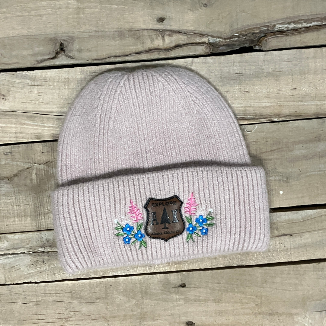 Embroidered Fuzzy Beanie - Shield Patch