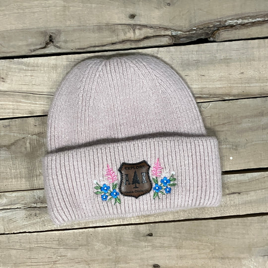 Embroidered Fuzzy Beanie - Shield Patch