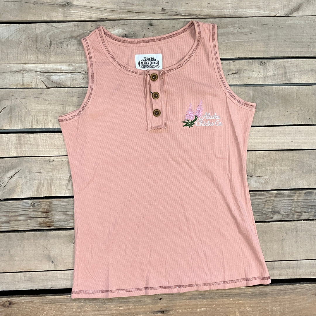 Embroidered Henley Tank