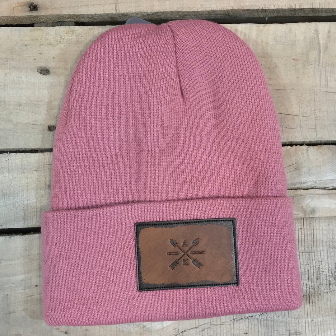 Leather Cross Arrow Patch Beanie