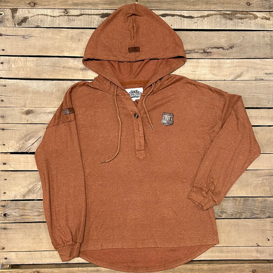 Drop-Shoulder T-Shirt Hoodie With Buttons