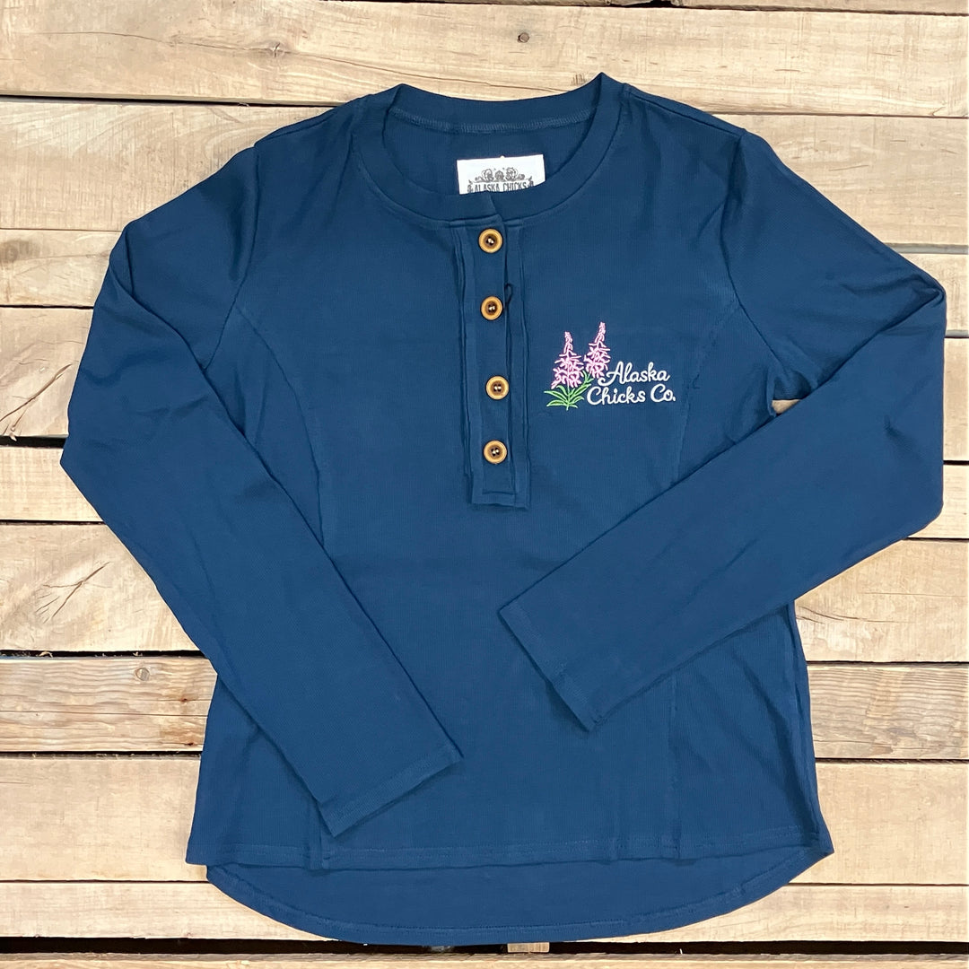Embroidered Long-Sleeve Henley