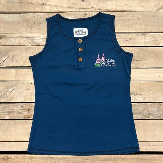 Embroidered Henley Tank