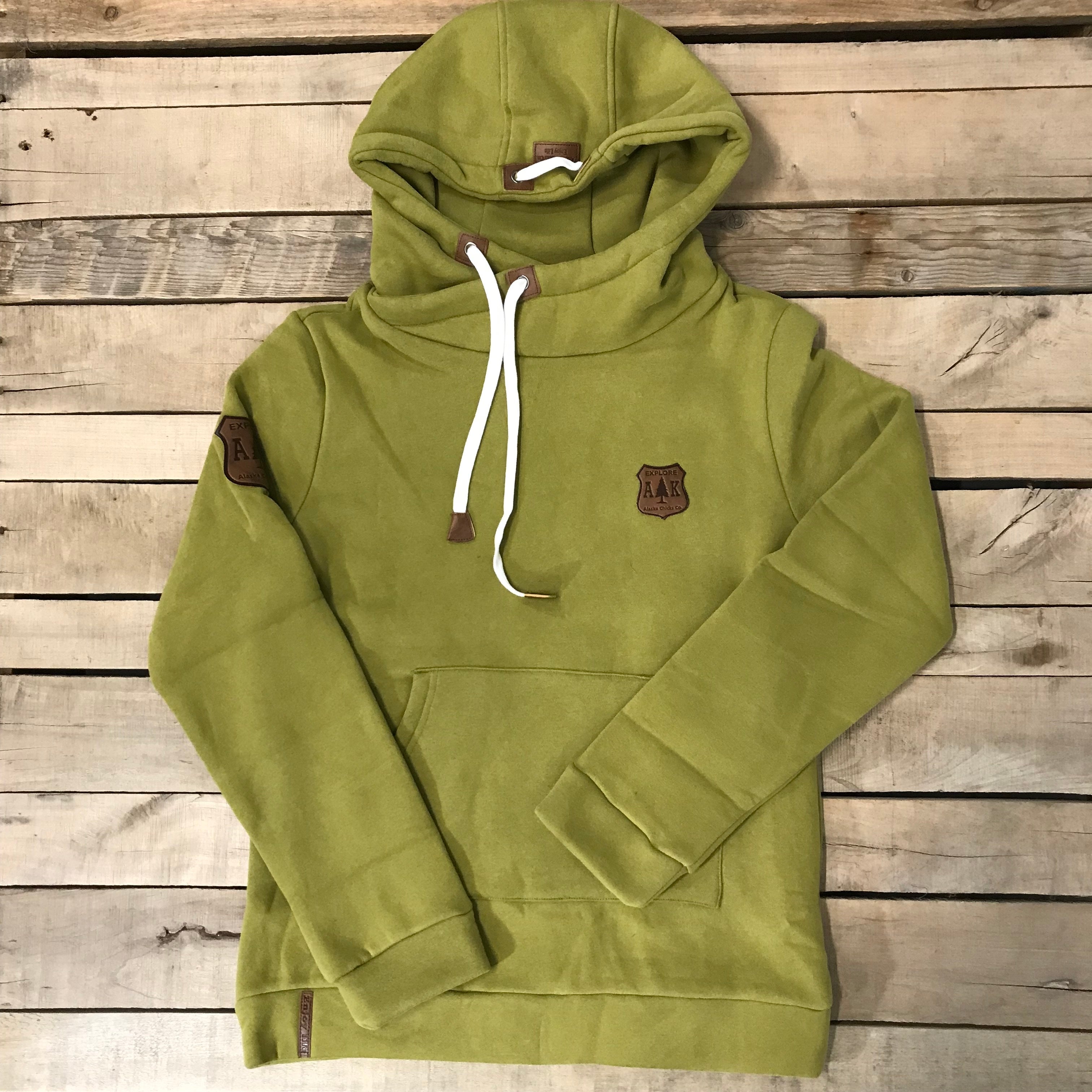 Lazy Mountain Leather Patch Hoodie – Alaska Chicks Co