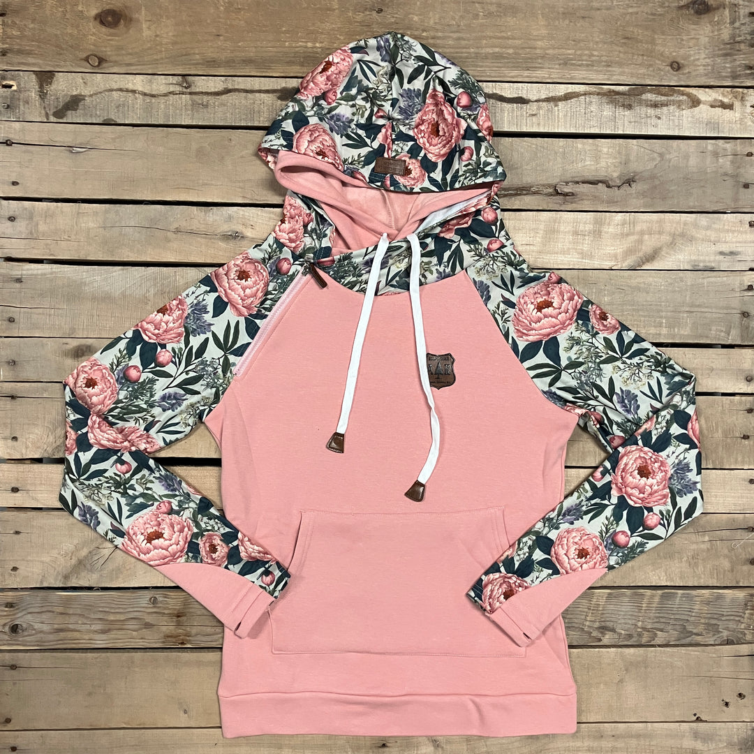 Vintage Peony Sleeve Hoodie