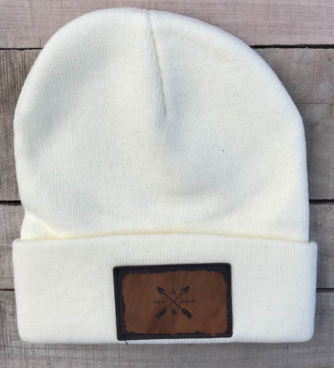 Leather Cross Arrow Patch Beanie