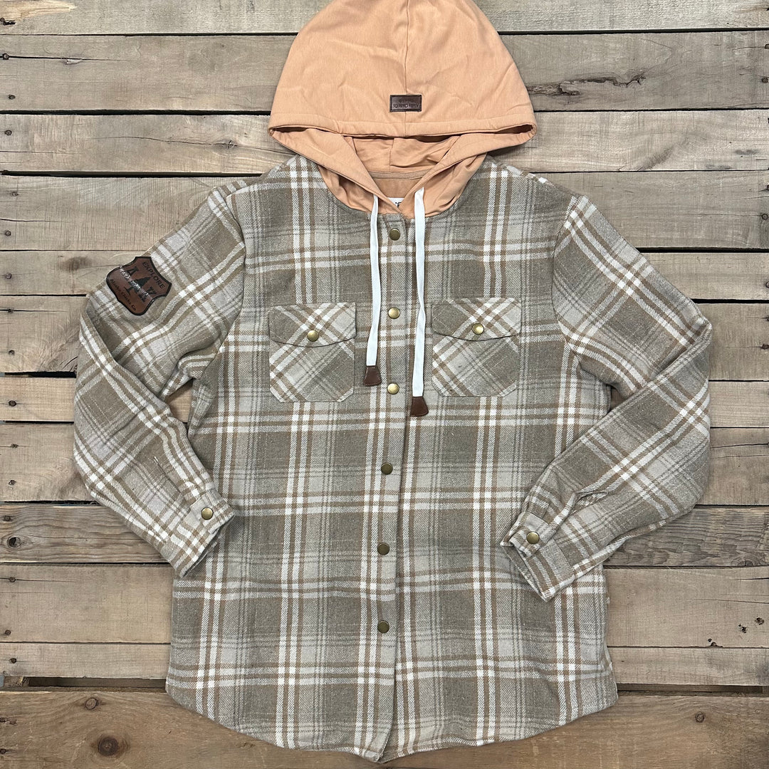 Hooded Flannel Shacket - Lined